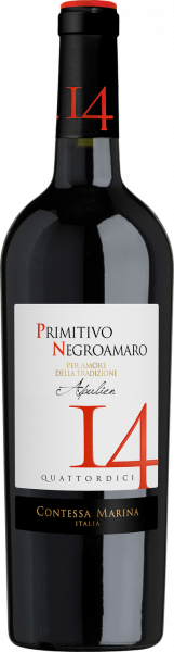 Primitivo Negroamaro Puglia IGT 14 Contessa Marina Apulien Rotwein halbtrocken