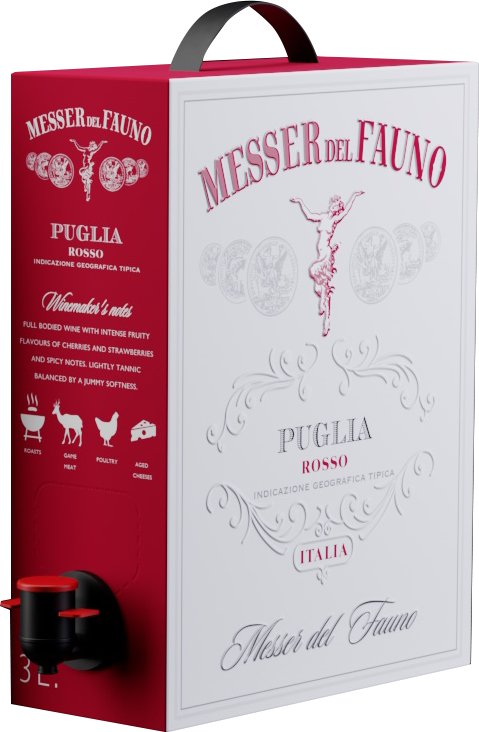 Puglia Rosso IGT Rotwein Saffers del WinzerWelt Fauno | Wein | halbtrocken Fauno Messer del Box Bag 3,0l in | Messer Weinart Rotwein 
