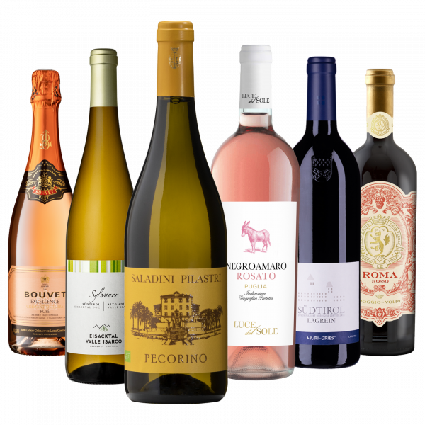 Probierpaket Weinreise für Entdecker – Crémant, Pecorino & Lagrein probieren