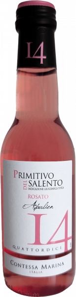 Primitivo Salento IGT Rosato 14 Contessa Marina 0,25l Kleinflasche Apulien Italien Roséwein trocken