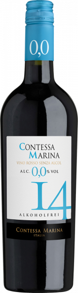 Zero Rosso entalkoholisiert 14 Contessa Marina Apulien Italien Rotwein alkoholfrei trocken