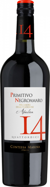 Primitivo Negroamaro Puglia IGT 14 Contessa Marina Apulien Rotwein halbtrocken