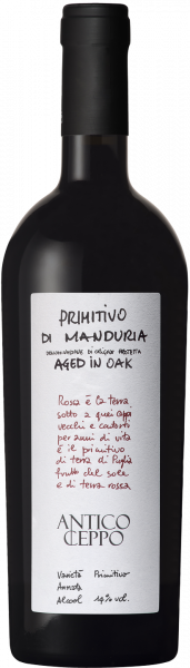 Primitivo di Manduria DOP aged in oak Antico Ceppo Masca del Tacco Apulien Rotwein trocken